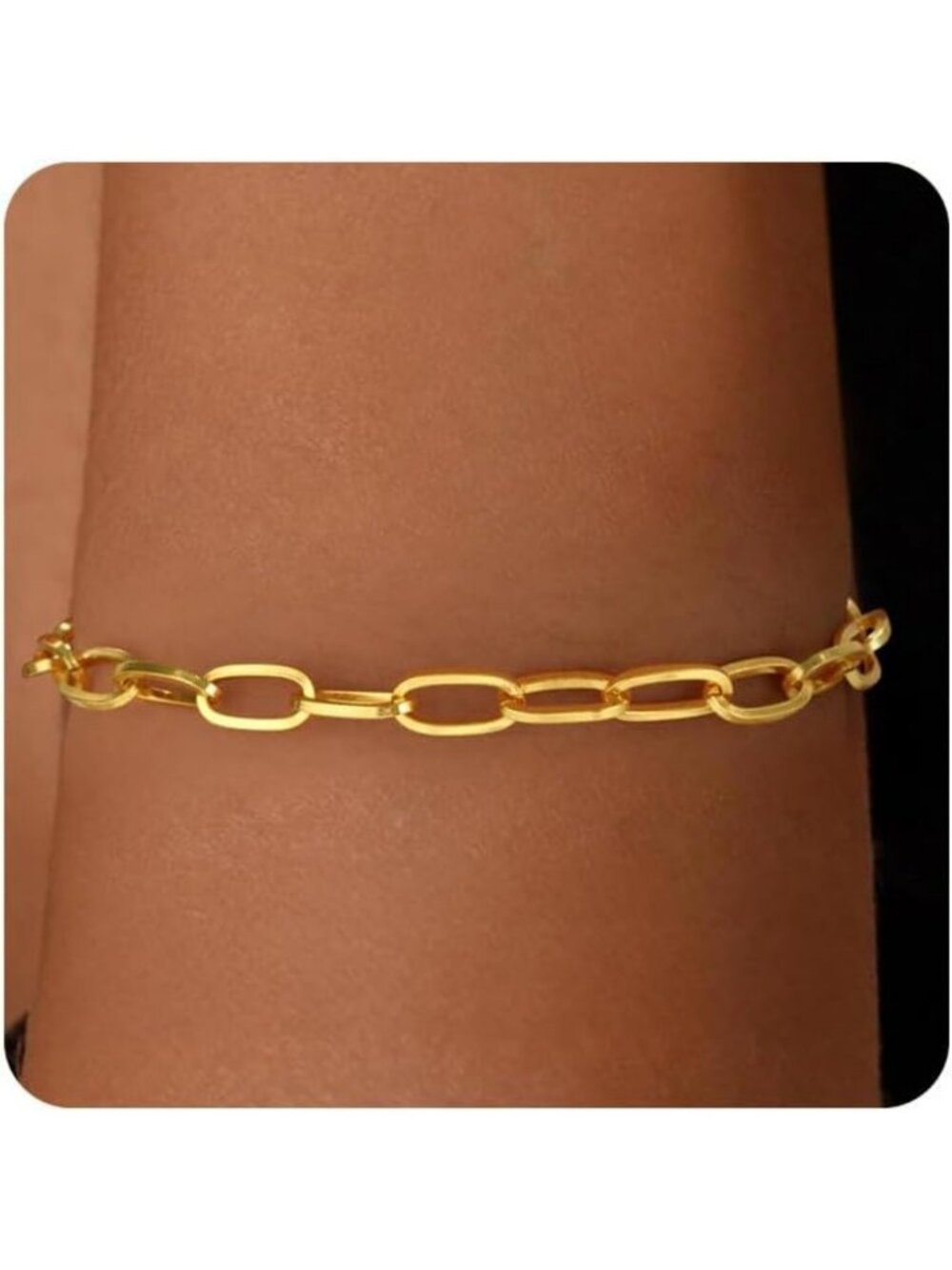 Handmade S925 Sterling Silver Paperclip Chain Bracelet | 18K Gold Plated Jewelry